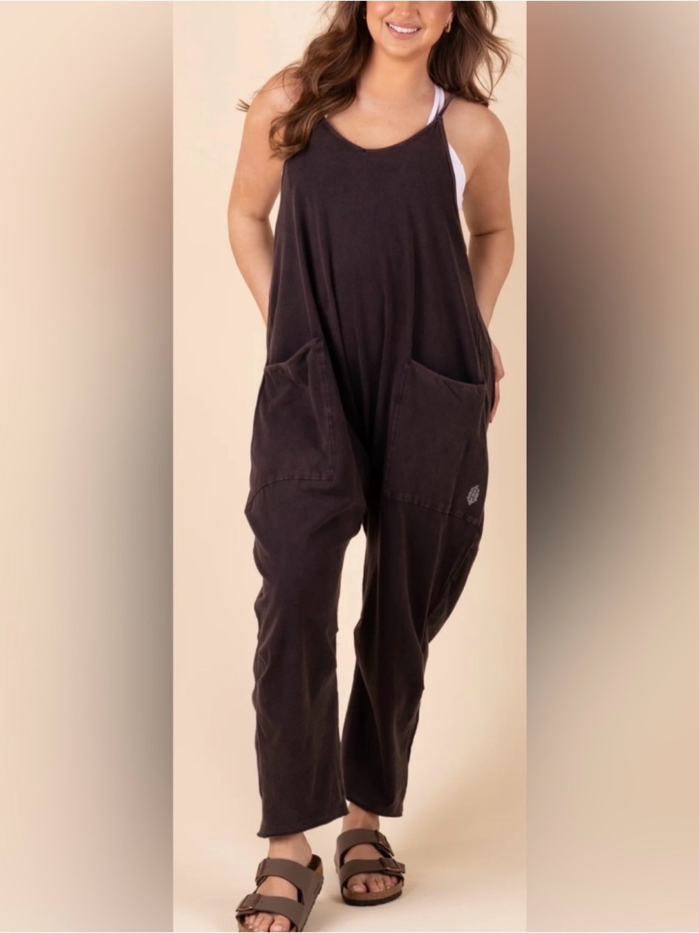 Free People Movement Relaxed Pocket Jumpsuit - Brown/Black